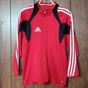 Adidas Quarter Zip Sweatshirt Pullover Red Size L Vintage Climacool  Atheletic
